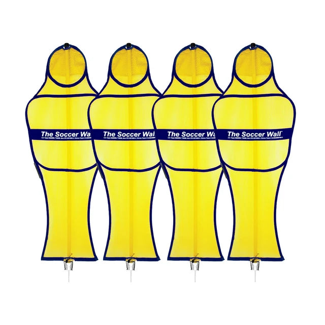 Soccer wall training mannequin with wind-resistant design for training sessions for team training and practice