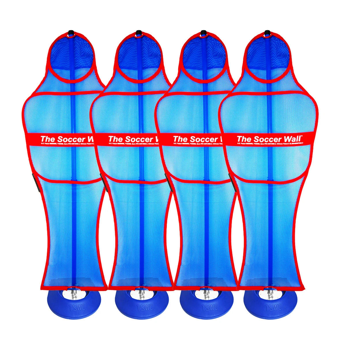 Soccer wall training mannequin with wind-resistant mesh body and telescoping pole