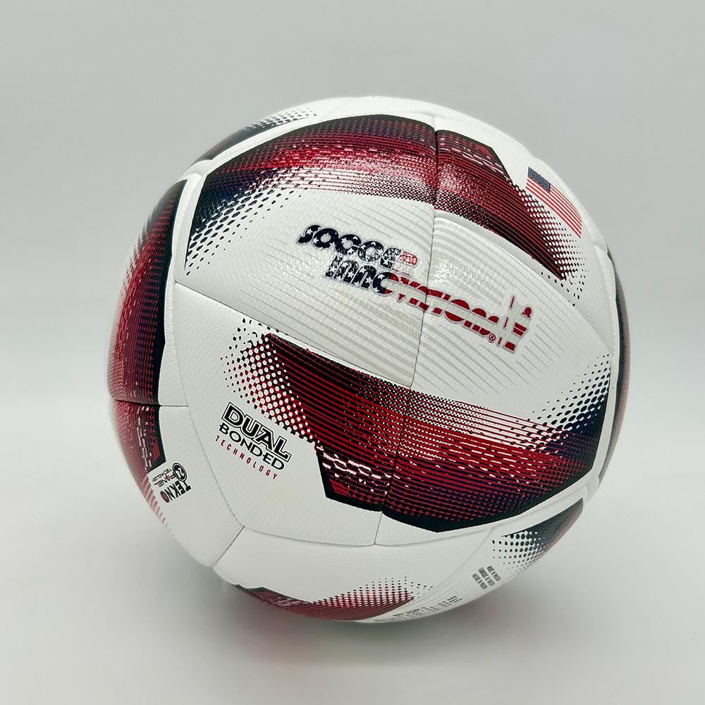 Spark World Cup soccer ball with American flag logo and red white blue design