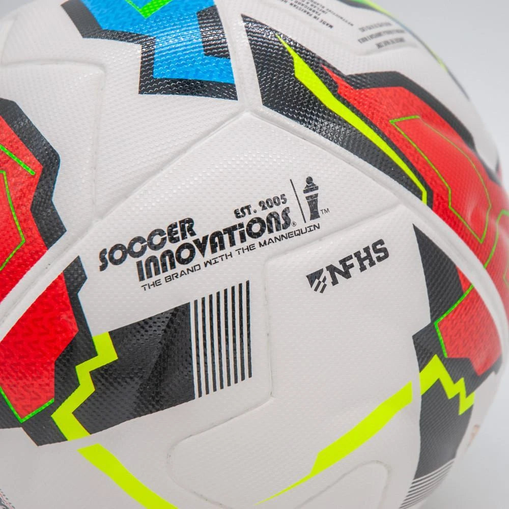 Speed Demon NFHS-approved soccer ball match ball angle view showing embossed panels