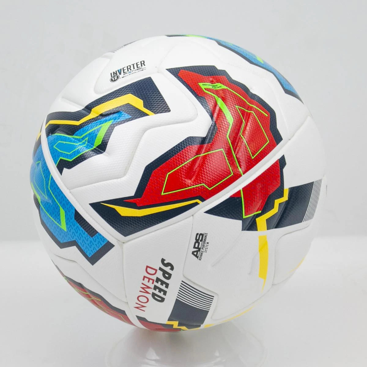 Speed Demon soccer ball close-up showing construction quality and embossed panel detailing