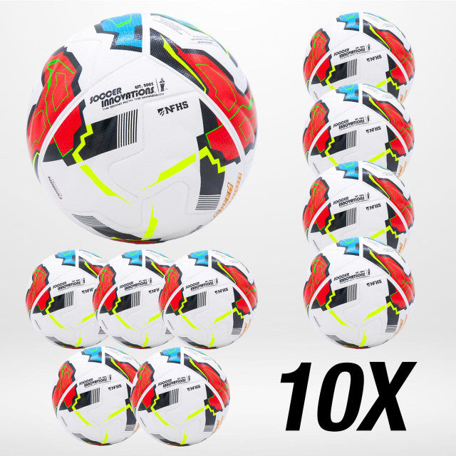 Speed Demon soccer ball 10-pack bulk set showing NFHS-approved match ball performance