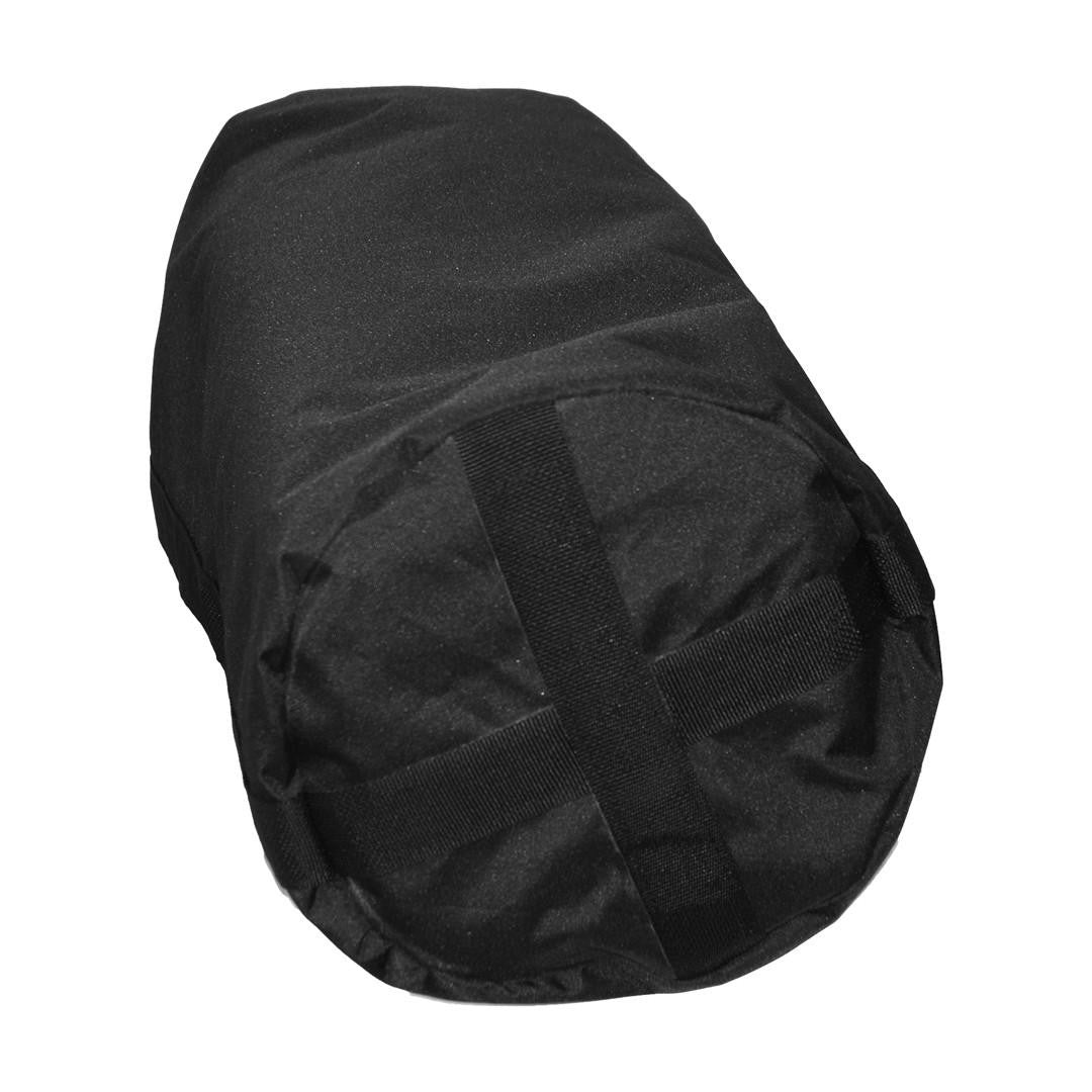 Reinforced tent shelter weight bag with double-wall bottom and webbing