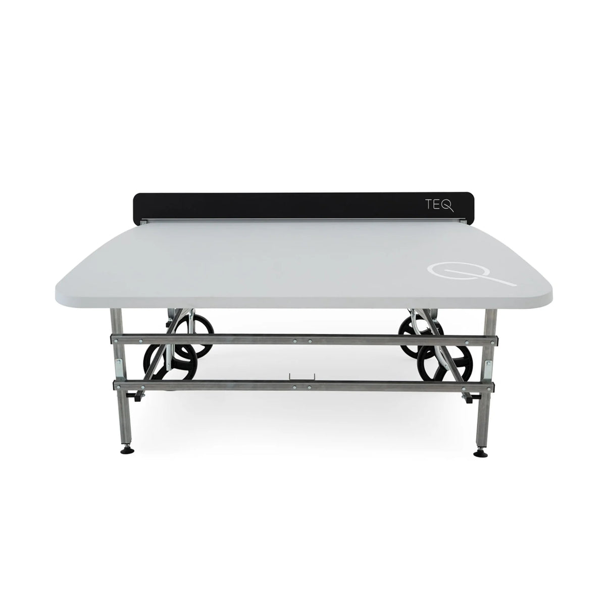 Teqball Lite table with foldable design showing storage capability and portability