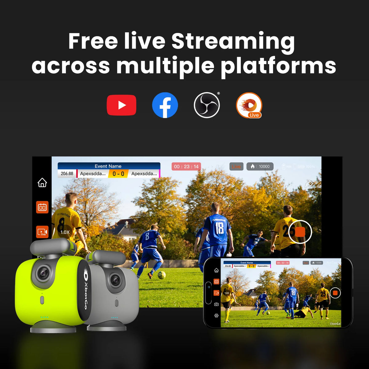 XbotGo Chameleon auto-tracking sports camera jersey number detection AI sports video recording